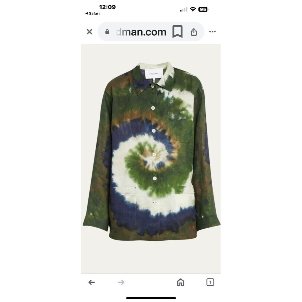 Frame Over Size Tie Dye Shirt Green S/P Button Down Blouse Julia Sarr Jamois
